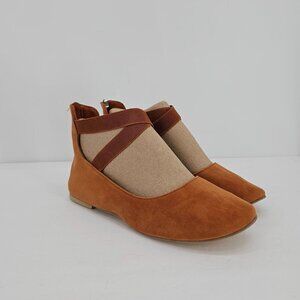 Brown Crisscross-Strap Ballet Flat - Size 8